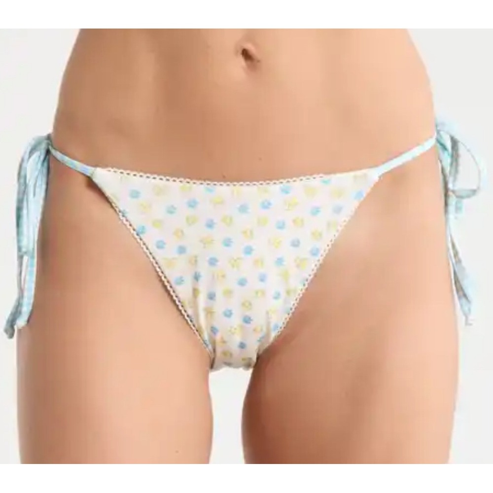 Dippin Daisys Bikini Bottom Floral Gingham Tie Side L Cottagecore Coquette Swim